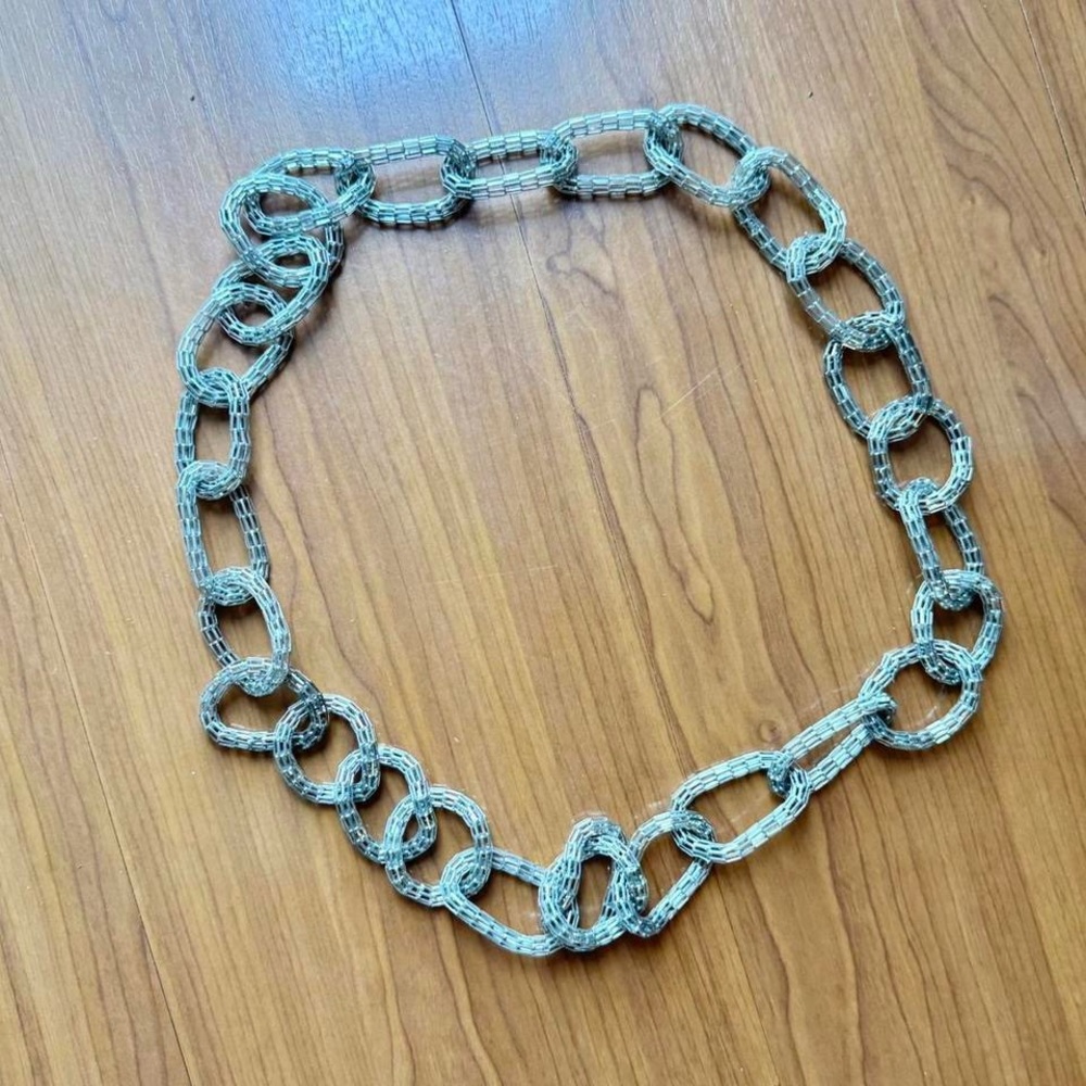 Silver Tone Articulated Chunky‎ Chain Statement Necklace